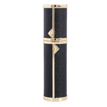Navulbare parfumverstuiver, luxe uitstraling met echt lederen omhulsel, draagbaar en dubbel afgedicht, lekvrij, aluminium behuizing,