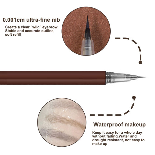 Μολύβι Φρυδιών, Φυσικό Μακιγιάζ Φρυδιών με Micro Brow Pen, Ακριβής Τσόχα, Υγρό Φρύδι 2
