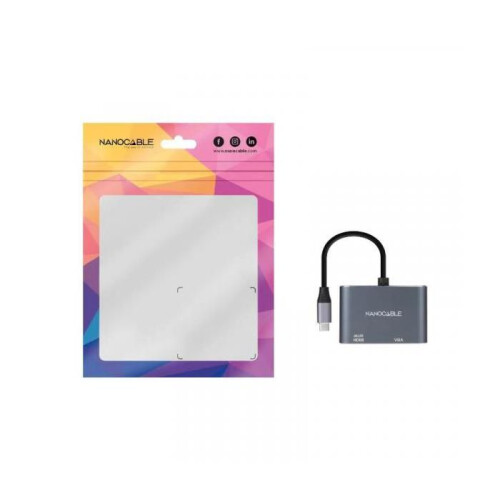 Nanoc cable convertidor USB-C/M a HDMI-VGA/H 15 cm 2