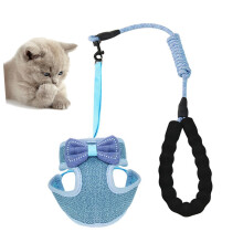Cat leash in western style, cat harness, adjustable cat harness and leash, blue.