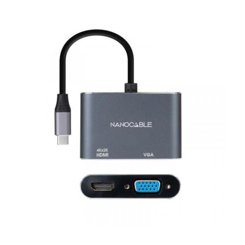 Nanoc cable convertidor USB-C/M a HDMI-VGA/H 15 cm 1