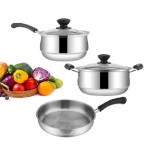3 Piece Non Stick Cookware Set with Glass Lids, Even Heat Distribution, Ergonomic Grip