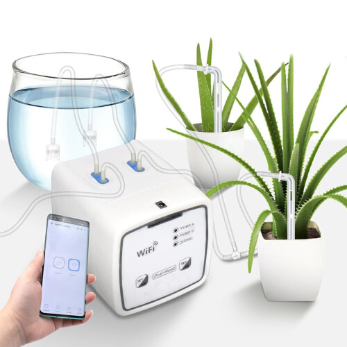 WiFi Automatic Plant Watering System with Dual Pump, Smart App Control, Adjustable Pressure, 20 Pots