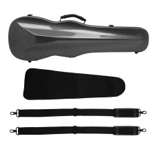 Carbon Fiber 4/4 Violin Case with Hygrometer, Lightweight Triangle Design, Double Shoulder Straps, Silver Gray