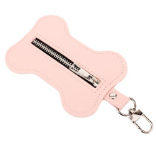 Dog Poop Bag Dispenser PU Leather Pet Waste Bag Holder Pink with Ergonomic Grip for Walking