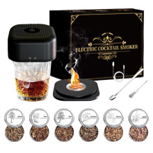 Whiskey Smoker Kit Electric Ignition with 6 Wood Chips, Rechargeable Cocktail Smoker for Old Fashioned Drinks