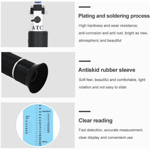 Honey Refractometer 5892%  Sugar Measurement Accurate Brix Reading for Beekeeping 1
