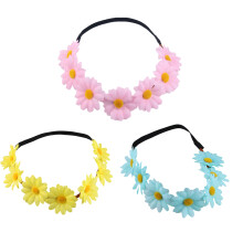 Accesoriu de nuntă cu bentiță de flori de margarete, coroană florală lucrată manual, cu design elegant și varietate de culori pentru recuzită