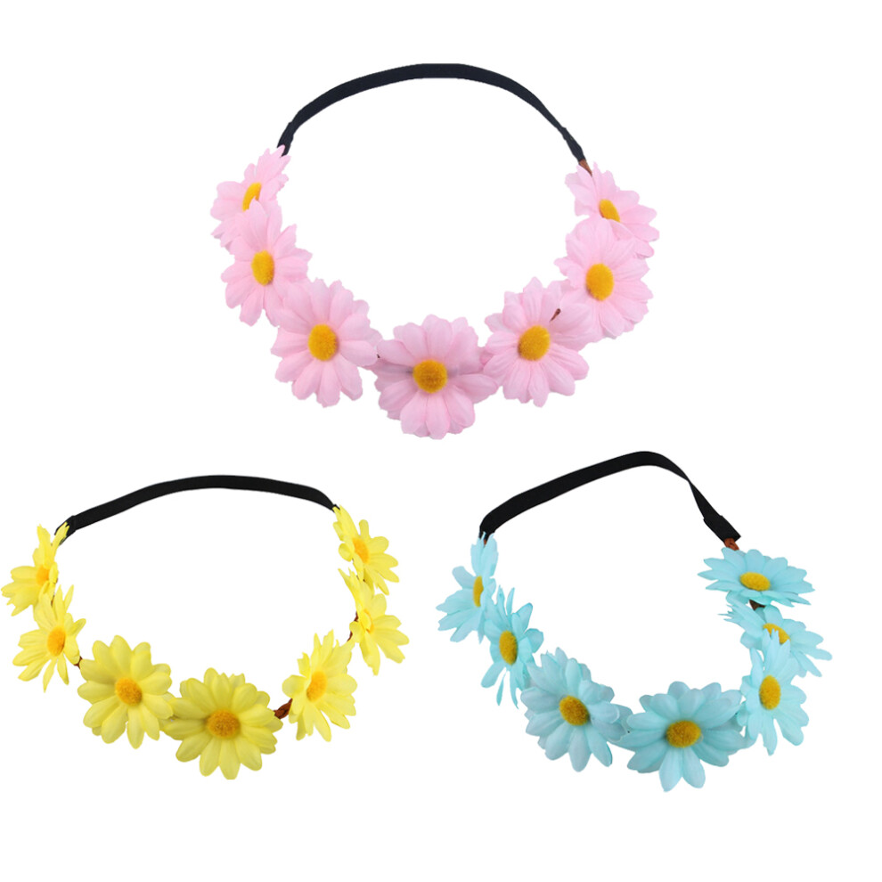 Yellow Bohemian Flower Crown, Stylish Wreath Headband With Sunflower Hair Wreath For Women And Girls, Hair Headpiece Adjustable Elastic Band