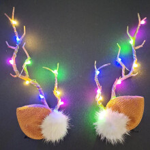 Accessoires de cheveux de Noël féériques : diadèmes lumineux, lumières LED, branches d'arbre artificielles, bois de renne, pour femmes et