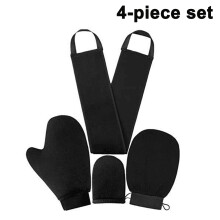 Selbstbräunungshandschuh-Set, 4er-Packung aus Mikrofaser- und Samthandschuhen für streifenfreie Bräune, waschbar und wiederverwendbar mit