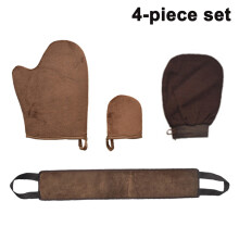 Selbstbräunungshandschuh-Set, 4er-Packung aus Mikrofaser- und Samthandschuhen für streifenfreie Bräune, waschbar und wiederverwendbar mit