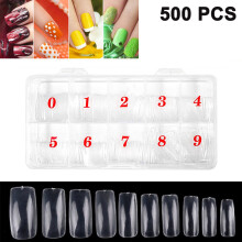 Künstliche Fingernägel, transparente Sargform, umweltfreundliches Material, geeignet für Nageldesign und als Geschenk, 10 verschiedene Größen,