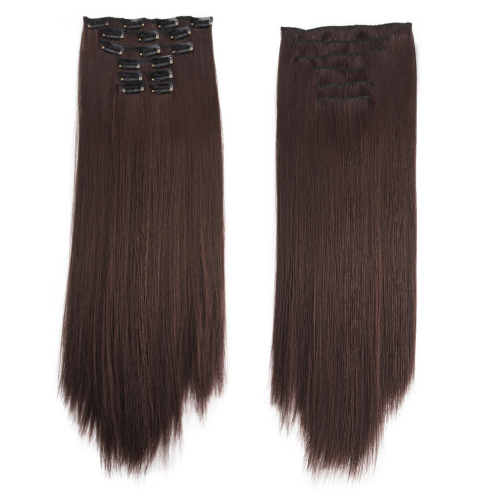Heat Resistant Fiber Hair Extensions, Full Head Clip In Hair Extension with Natural Appearance, Easy to DIY Tangle Free Synthetic Hairpieces for Inst