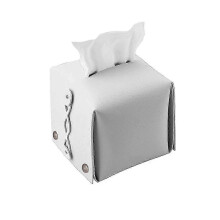 Leather Tissue Box Holder Rectangular Square, Tissue Box Cover Dispenser (Yellow)