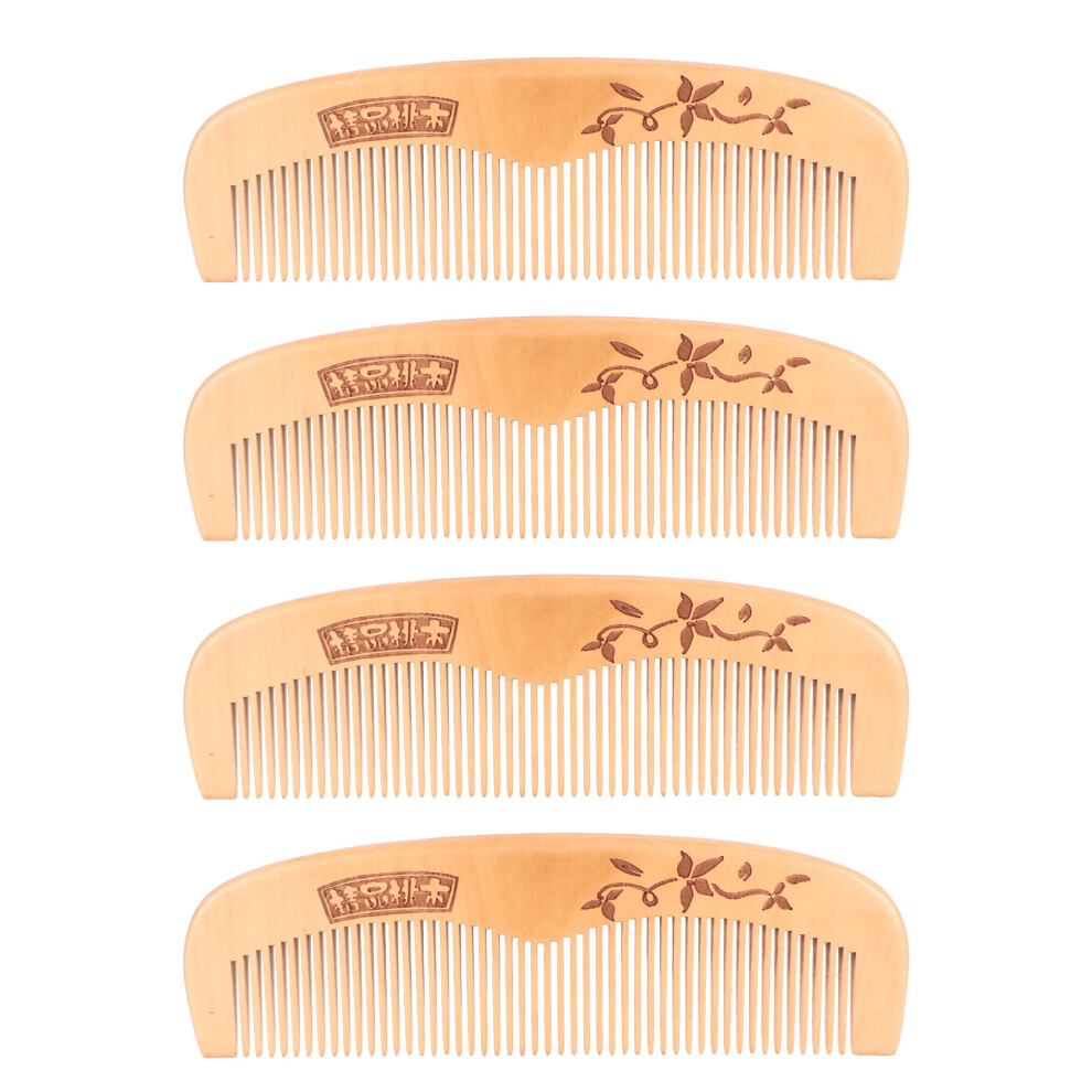 Unisex Peach Compact And Portable Anti Static Detangling Comb Ergonomic Design Smooth Bamboo Teeth Natural Wood Combs Promotes Healthy Hair For Halloween Parties