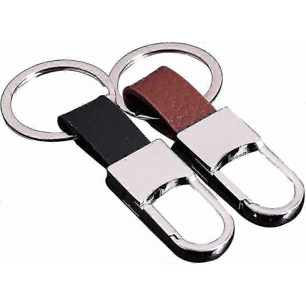 2Pcs Car Keychain, Leather Keychain, Men's Keychain, Men's Metal Keychain-image