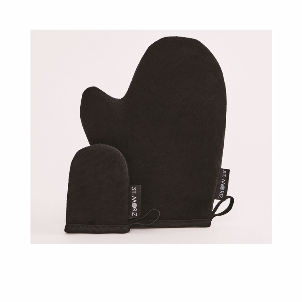 154333 St Moriz Luxury Self Tanning Mitt & Face Mitt Duo Pack - Velvety Soft, Double Sided, Washable Self Tanner Applicator Gloves With Thumb For Even Self T