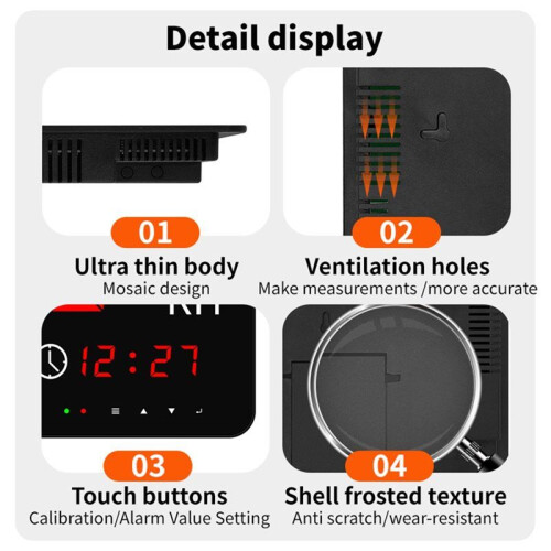 Digital Thermometer Multifunctional Home Office Electronic Temperature and Humidity Display Device LED Clock 1