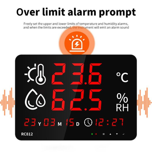 Digital Thermometer Multifunctional Home Office Electronic Temperature and Humidity Display Device LED Clock 2