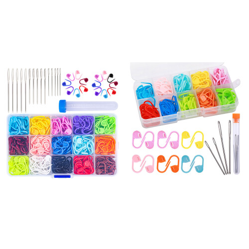 600/1500Pcs Stitching Markers with 20/75Pcs Knitting-Set 2 1