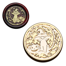 Witch Wax Seal Stamp Halloween Series-Wizard cat under the