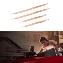 Set of 4 Copper Engine Ground Straps with 5/16 Ring Terminals for Cars and Trucks