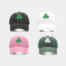 (Large Hat Black, Adjustable) Irish Green Sun Hat Trendy Retro Clover Embroidered Unisex Baseball Cap Adjustable