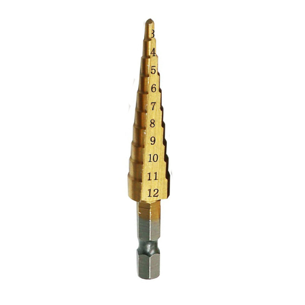 Hss Straight Groove Step Drill Bit Titanium Coated 312Mm 412Mm 420Mm 432Mm Wood Metal Hole Cutter Set 9382693271990