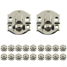 Antique Hasp Iron Lock Clasps, Rust Resistant, Silver Finish, 20 Pcs, For Suitcases, Wooden Wine Boxes, Jewelry Boxes