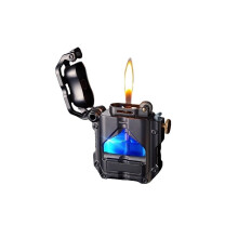 Retro Vintage Kerosene Lighter Classic Soft Flame Clear Tank Refillable Portable Indoor Outdoor Black