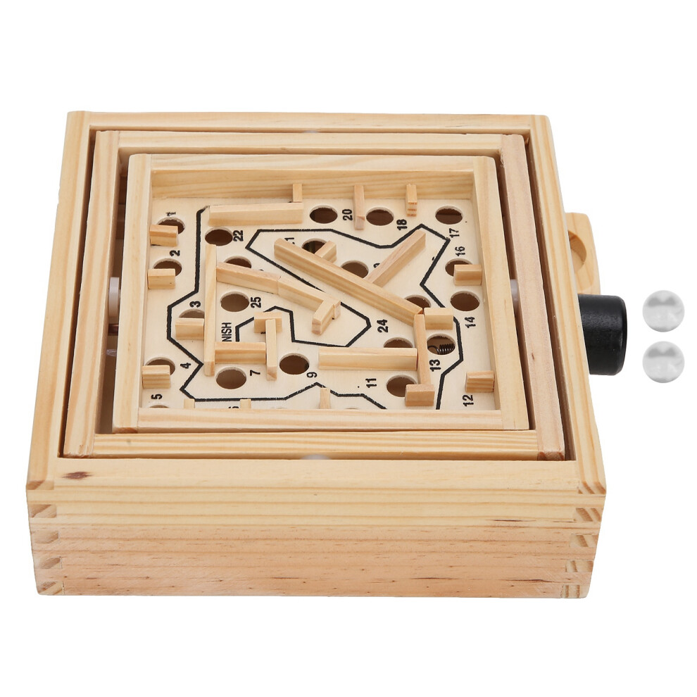 Wooden Maze Puzzle Toy Balance Board Educational Game 16x16x5.3cm