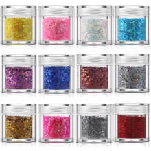 Sechseckiger, schimmernder Körperglitter, verschiedene Farben, 12er-Packung, perfekt für Dekoration und Make-up, für Halloween-Partys, für