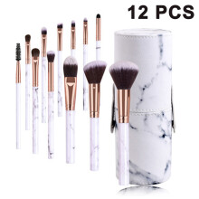 Professionelle Make-up-Pinsel, hochwertige Synthetikborsten, 12-teiliges Set mit einzigartigem Marmorgriff und präzise verarbeiteter, weicher