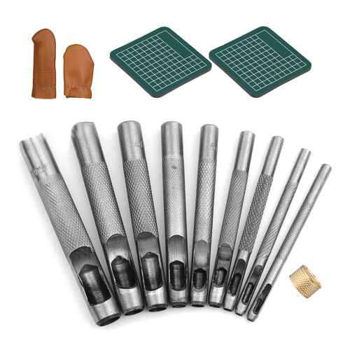 Runder Leder-Lochstanzer mit Schneidematte, Hohlstanzer-Set,