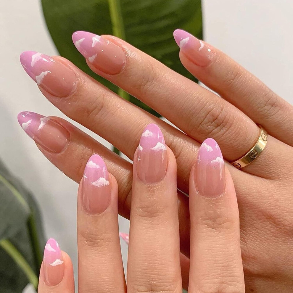 White Glossy French Nails, Easy Application For Instant Salon-Quality Manicures, Natural Feel, Durable & Reusable, French Tip Press On Nails, Complet