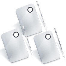 Paleta com design de ranhuras aprimorado, bandeja de mistura em aço inoxidável para mistura de maquiagem profissional, superfície lisa com