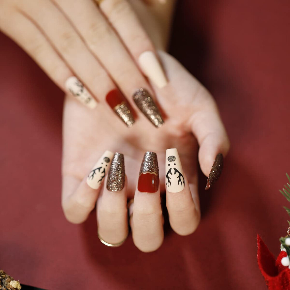 Artificial Nails, Salon Quality Press On Nails with UV Finish, Non-Toxic High Quality Environmental Friendly Material for Women (24PCS) For Daily Use