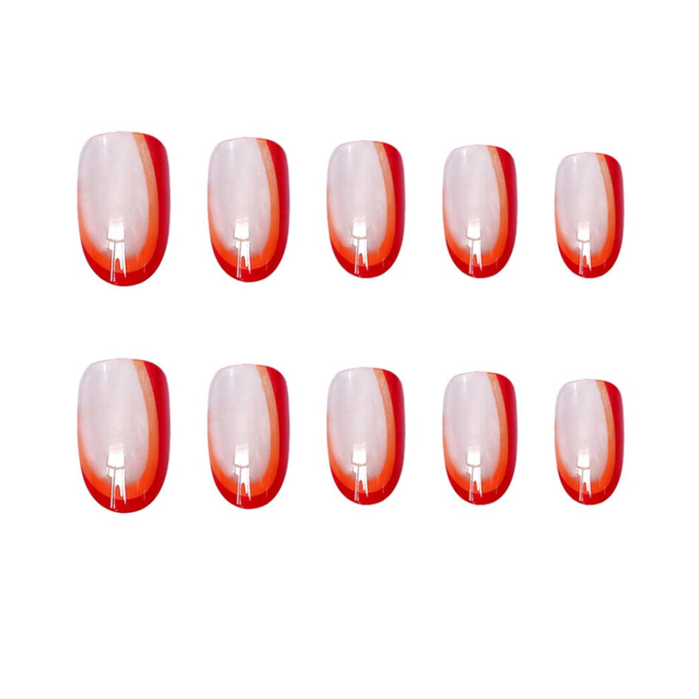 Short Almond Nails for Women, Eco-Friendly Reusable Fake Nails, High-Quality Press-On Nail Kit (24Pcs) For Halloween Parties For Nightclubs