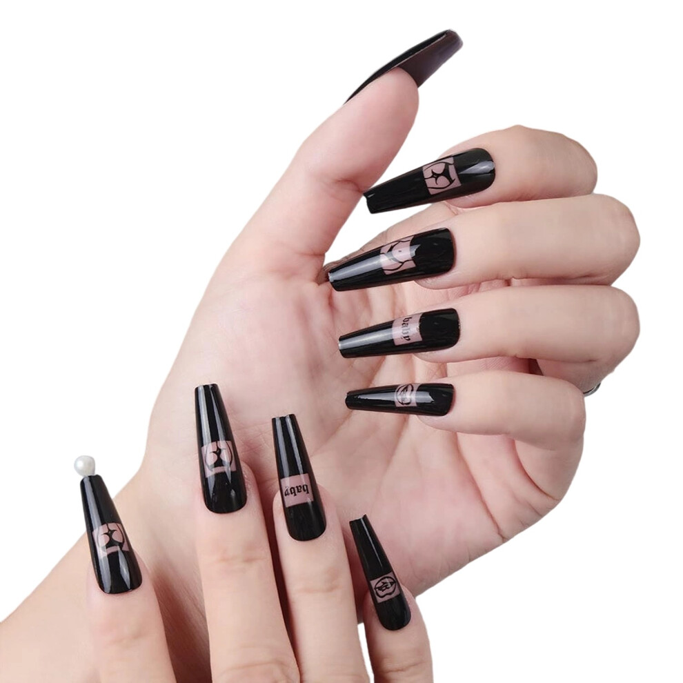 Reusable Nails, Gel-Like Texture Non-Toxic And Tasteless Acrylic Material Press On Nails For Comfortable Wear, French Tip Design Easy Application Sui