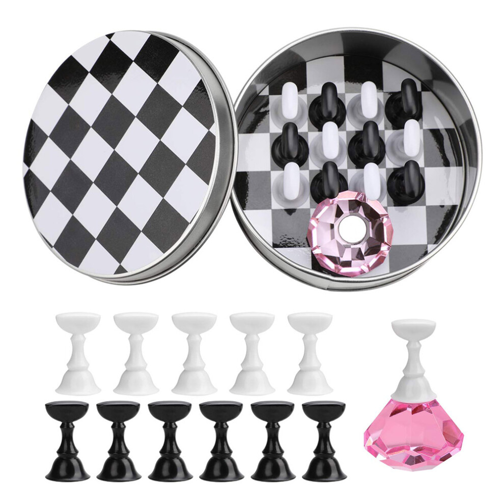 Manicure Practice Base With Crystal Practice Stand, Beauty Manicure Practicing Tray, For Salon And Home Use For Halloween Parties For Nightclubs