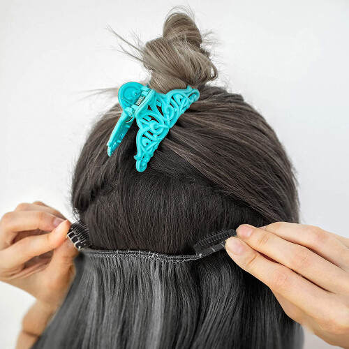 Κλιπς extensions μαλλιών για DIY, κλιπς σε σχήμα U με ελαστικό κλείσιμο, κομψά και 2