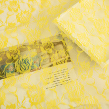 Tissu de dentelle brodé de fleurs, ruban de tissu de-Jaune
