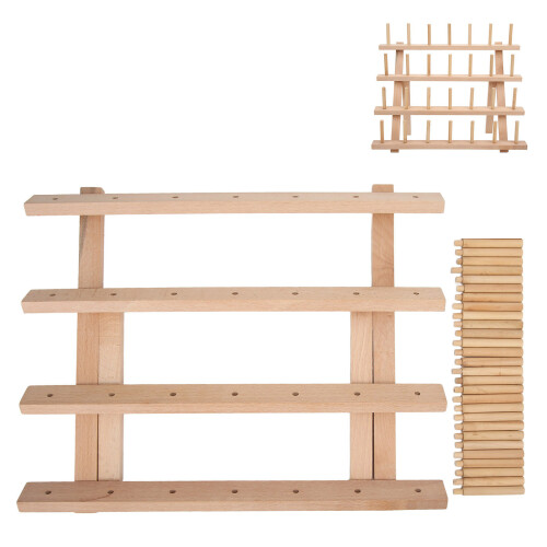 Beech Wood Wax Thread Holder 4 Rows Durable DIY Storage Rack 1