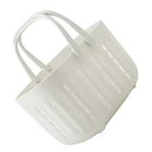 Hollow Shower Basket Handle Portable Plastic Bath Organizer White Drainer Basket For Toiletries And Cosmetics