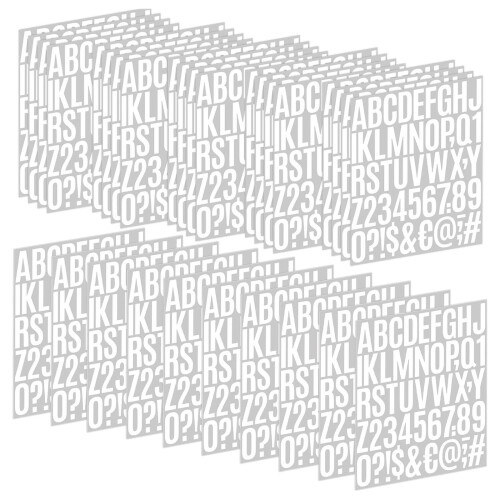 30Sheets Gold Glittered Letter Number Sticker Large-White