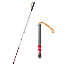 Telescopic Walking Blind Canes Reflective Film With Rollers, Non Slip Guide Cane 118cm For Vision Impaired
