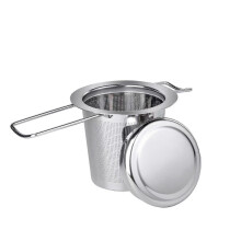 Tea Strainer for Loose Tea Made of 304 Stainless Steel - Tea Strainer for Cup, Tea Filter Stainless Steel with Lid and Foldable Handles - Fine Mesh an