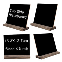 Small Wood Base Blackboard 4Pack DoubleSided Erasable Display Boards for Store, Hotel, Bar, Table Signs