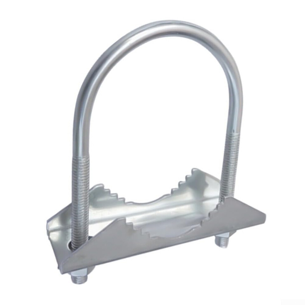 Metal Antenna Fixing Clamp, Dual Antenna Support, Heavyduty Mast Mount, Electroplated Finish, Fits Round Poles 1 To 11/8 9187378849668
